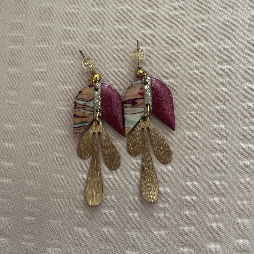 Enamel and gold earrings